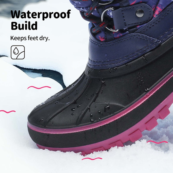 Kids Waterproof Snow Boots - NAVY FUCHSIA - 1